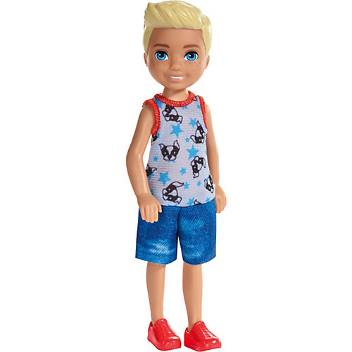 Мини-кукла Barbie Семья Челси Блондин в комбинезоне со щенками от Mattel
