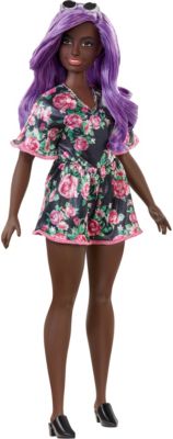Barbie Fashionistas Puppe im Blumenoutfit mit lila Haaren