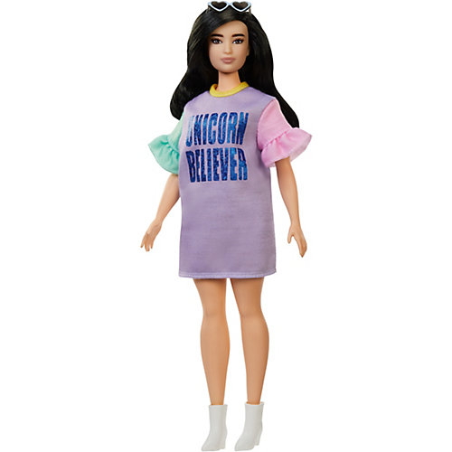 Кукла Barbie "Игра с модой" Брюнетка в платье с принтом от Mattel