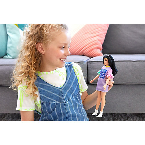 Кукла Barbie "Игра с модой" Брюнетка в платье с принтом от Mattel