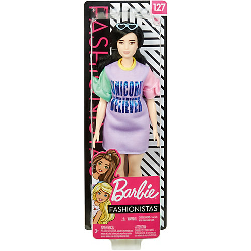 Кукла Barbie "Игра с модой" Брюнетка в платье с принтом от Mattel