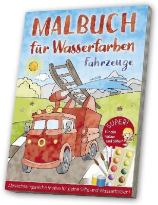 Buch - Malbuch Wasserfarben: Fahrzeuge Kleinkinder