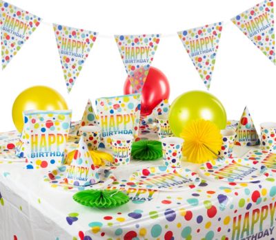 Partyset XXL Rainbow Spots, 120-tlg.