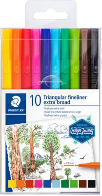 Staedtler Broadliner triplus in Transparenter Box, 10 Farben