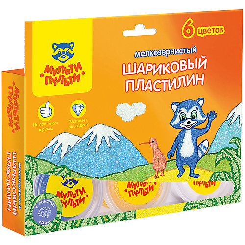 Шариковый пластилин Мульти-Пульти "Енот в Новой Зеландии", 6 цветов от Мульти-Пульти