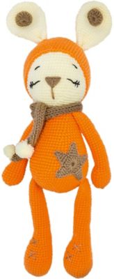 Вязаная  игрушка Niki Toys Зайчонок Астерикс, оранжевый, 45см