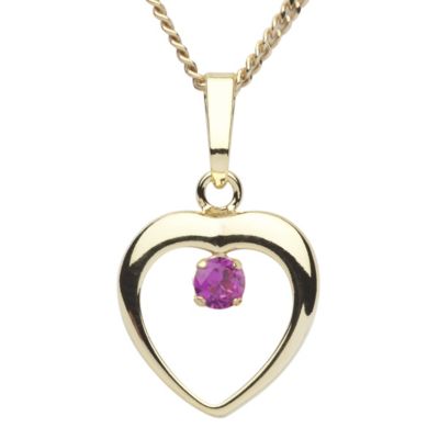 OSTSEE-SCHMUCK Kette Mit Anhnger Herz 12 Mm Kette mit Anhnger Herz 12 mm Gold 333/000 sy. Rubin Halsketten gelb Mdchen Kinder