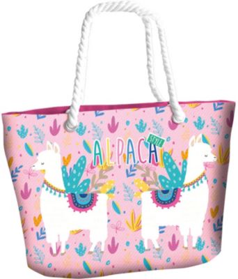 Strandtasche Alpakas rosa