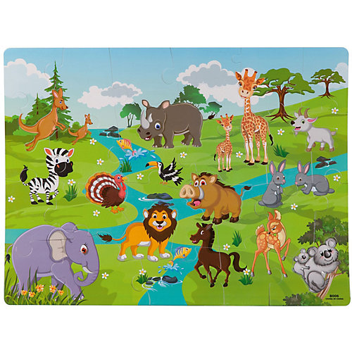 Пазл-коврик Bondibon "Дикие животные", с фигурками-вкладышами, 60х80 см от Bondibon