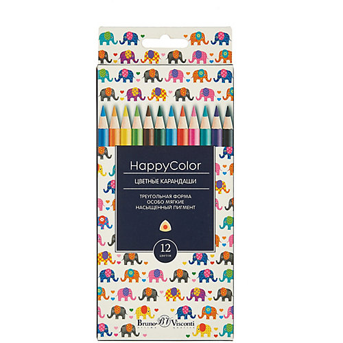 Карандаши цветные HappyColor, 12 цветов, Bruno Visconti от Bruno Visconti