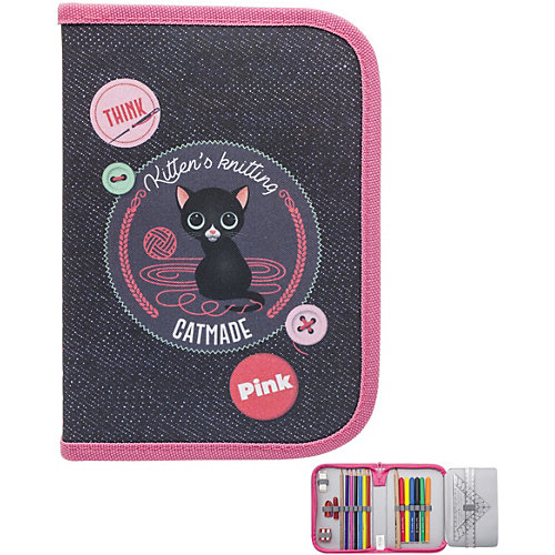 Пенал с наполнением Tiger Family Nature Quest Collection Think Pink Denim, 23 предмета от TIGER FAMILY