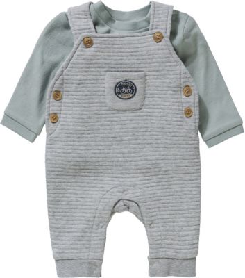 Strampler Set mit Langarmshirt grau/gr�n Gr. 68 Jungen Baby