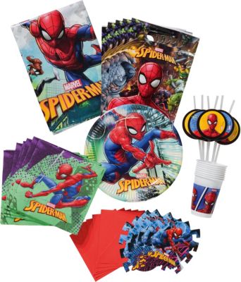 Partyset Spiderman Team Up, 56-tlg. bunt