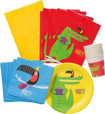 Partyset Croco, 44-tlg. bunt