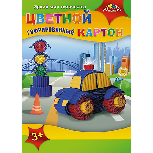 Цветной гофрокартон Апплика "Машинка" 5 листов А4 от АппликА
