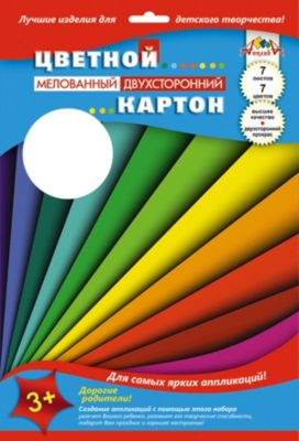 Цветной мелованный картон Апплика "Цветные полосы" 7 листов А4