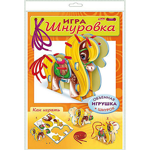 Игра-конструктор объемная Хатбер-Пресс «Занимательные игры для малышей. Шнуровка. Пони» от Hatber