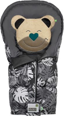 Fusack Mucki L Fashion tropical leaves, black-graphite