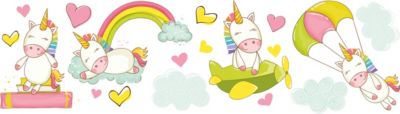 Wand und Fenster Sticker Baby Unicorns, L