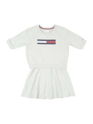 TOMMY HILFIGER kleid lurex flag Jerseykleider hellgrau Gr. 152 Mdchen Kinder