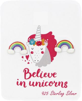 Kinder Ohrstecker Regenbogen silber