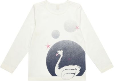 Langarmshirt mit Schwanen-Print offwhite Gr. 128/134 Mdchen Kinder