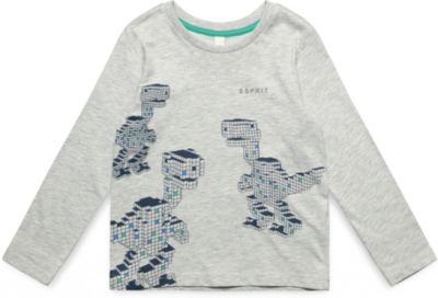Langarmshirt , Dinos silber Gr. 128/134 Jungen Kinder