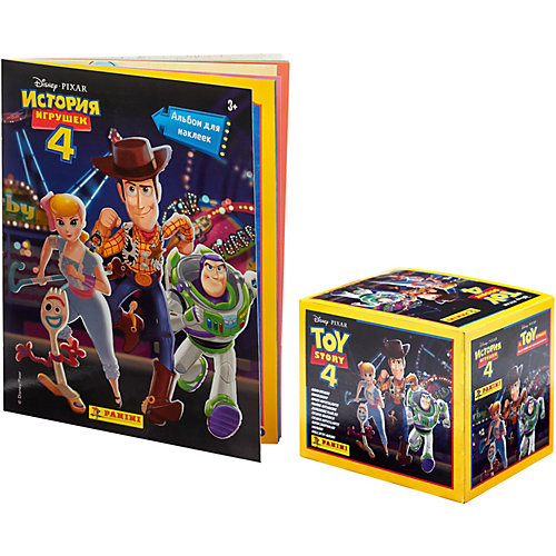 Альбом Panini История игрушек и бокс с наклейками, 36 пакетиков в боксе от Panini