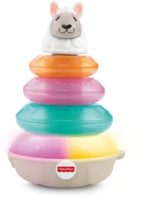 Fisher-Price BlinkiLinkis Lama, Lernspielzeug mit Musik, Steckspielzeug, Stapelturm