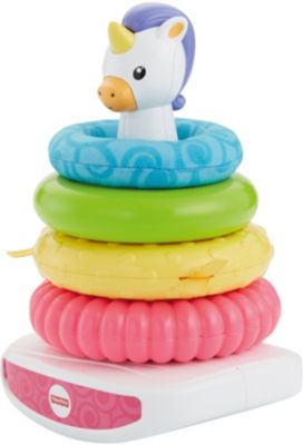 Fisher-Price Einhorn Farbring Pyramide, Steckspielzeug, Stapelturm, Stapelspiel