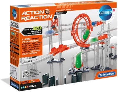 Action & Reaction Sound-Schienen Spielzeug für Kinder ab 6 Jahren erweiterbarer Baukasten spektakuläres Zubehör für die Kugelbahn Clementoni 59168 Galileo Science