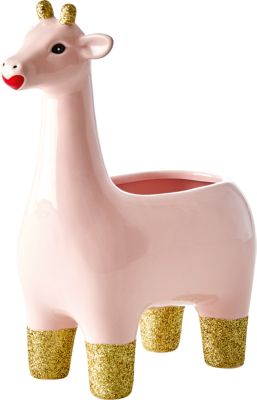 Keramik Blumentopf ��Giraffe��, L21 x B12 x H25 cm rosa