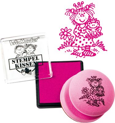 Moosgummi-Stempel mit Stempelkissen Miabella, 2-tlg. pink