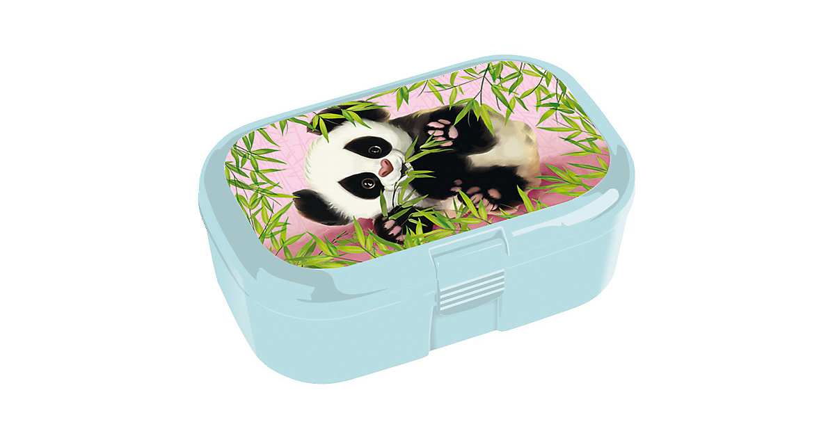 Mini-Brotdose Glitzer Panda hellblau