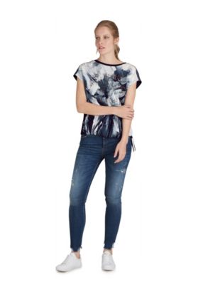 Public Casual-Shirt mit Placement Tops blau Gr. 38 Damen Erwachsene