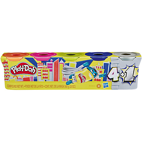 Промо-набор пластилина Play-Doh, 4 + 1 банка серебряного цвета от Hasbro
