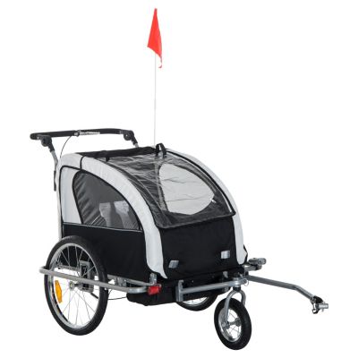 2 in 1 Kinderfahrradanh�nger + Jogger schwarz/wei�