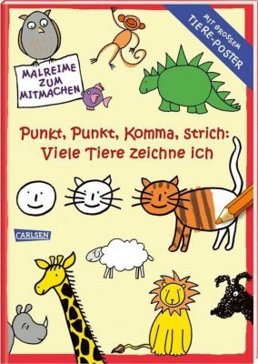 Buch - Punkt, Punkt, Komma Strich: Viele Tiere zeichne ich, mit großem Tiere-Poster