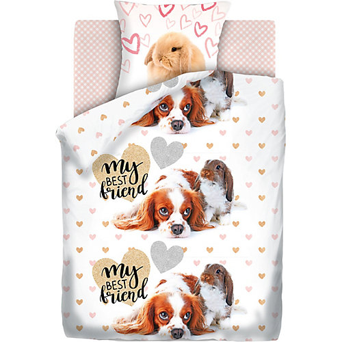 Детское постельное белье 1,5 сп 4 YOU Puppy and Bunny - белый от 4YOU