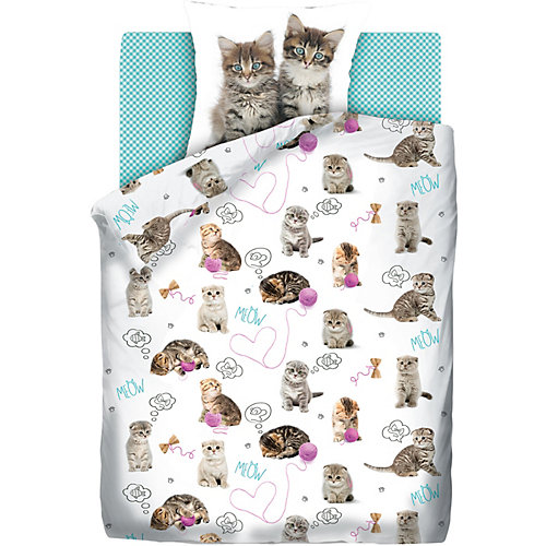 Детское постельное белье 1,5 сп 4 YOU Grey kittens - белый