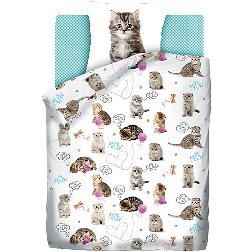 Детское постельное белье 1,5 сп 4 YOU Grey kittens - белый