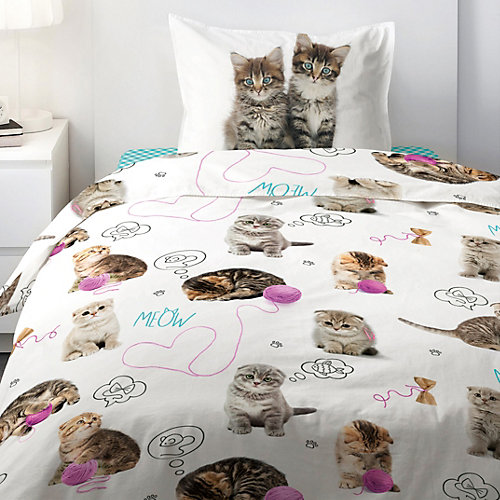 Детское постельное белье 1,5 сп 4 YOU Grey kittens - белый