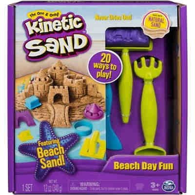 Kinetic Sand Strandspaß Set mit 340 g Sand und Zubehör für Indoor-Sandspiel
