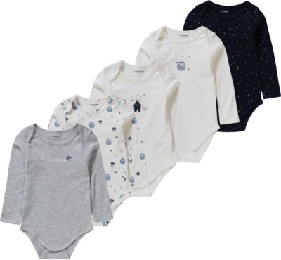Langarmbodies 5er-Pack blau Gr. 80 Jungen Kinder
