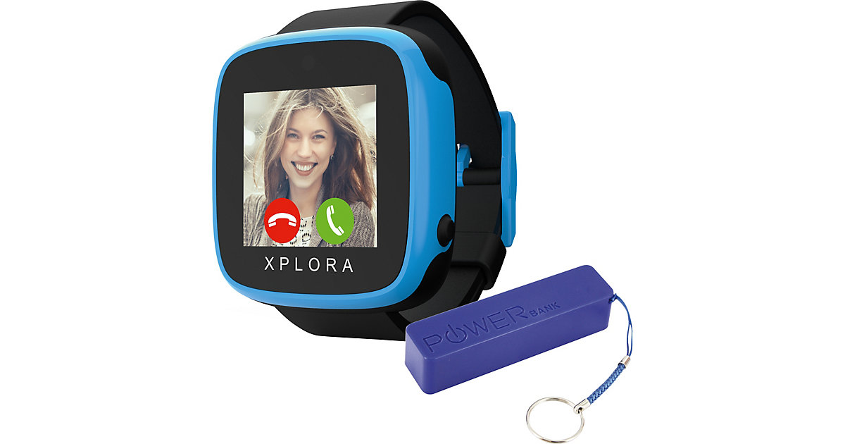 XPLORA GO Smartwatch Kids black inkl. XLayer Powerbank Colour Line Blue 2600 mAh