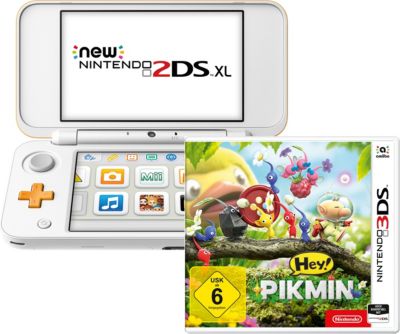 New Nintendo 2DS XL Wei + Orange inkl. Hey! PIKMIN