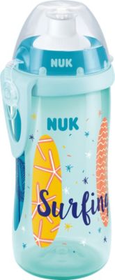 NUK Beach Junior Cup, mit Push-Pull-Tlle, 300 ml, auslaufsicher, mit Clip, BPA frei, trkis blau