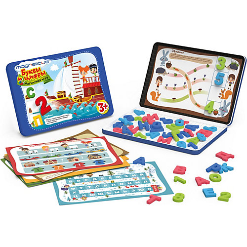 Игровой набор MAGNETICUS "Буквы и Цифры" (металлическая коробка) от Magneticus