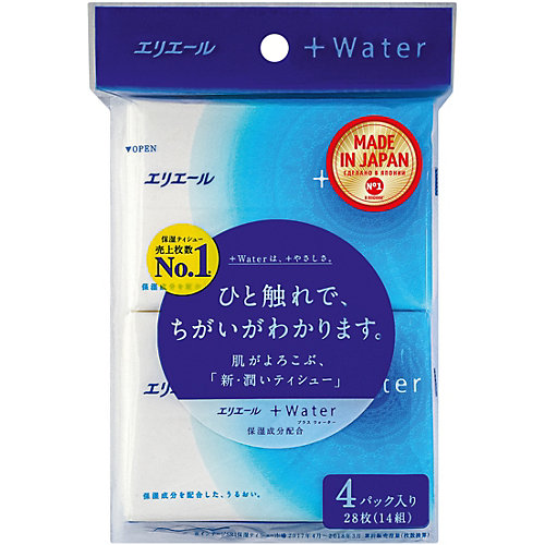 Бумажные платочки Elleair+Water упаковка 4 штуки