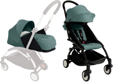 Kombi Kinderwagen YOYO+ 0+ & 6+, aqua, schwarzes Gestell hellblau